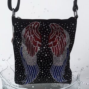 Wing Embellished Crossbody Bag Red white & Blue